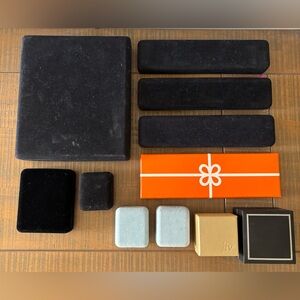 Assorted Jewelry Boxes Bundle - Black, Orange, Light Blue, Gold
